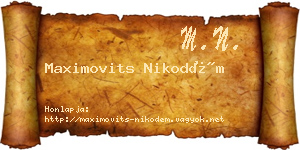 Maximovits Nikodém névjegykártya